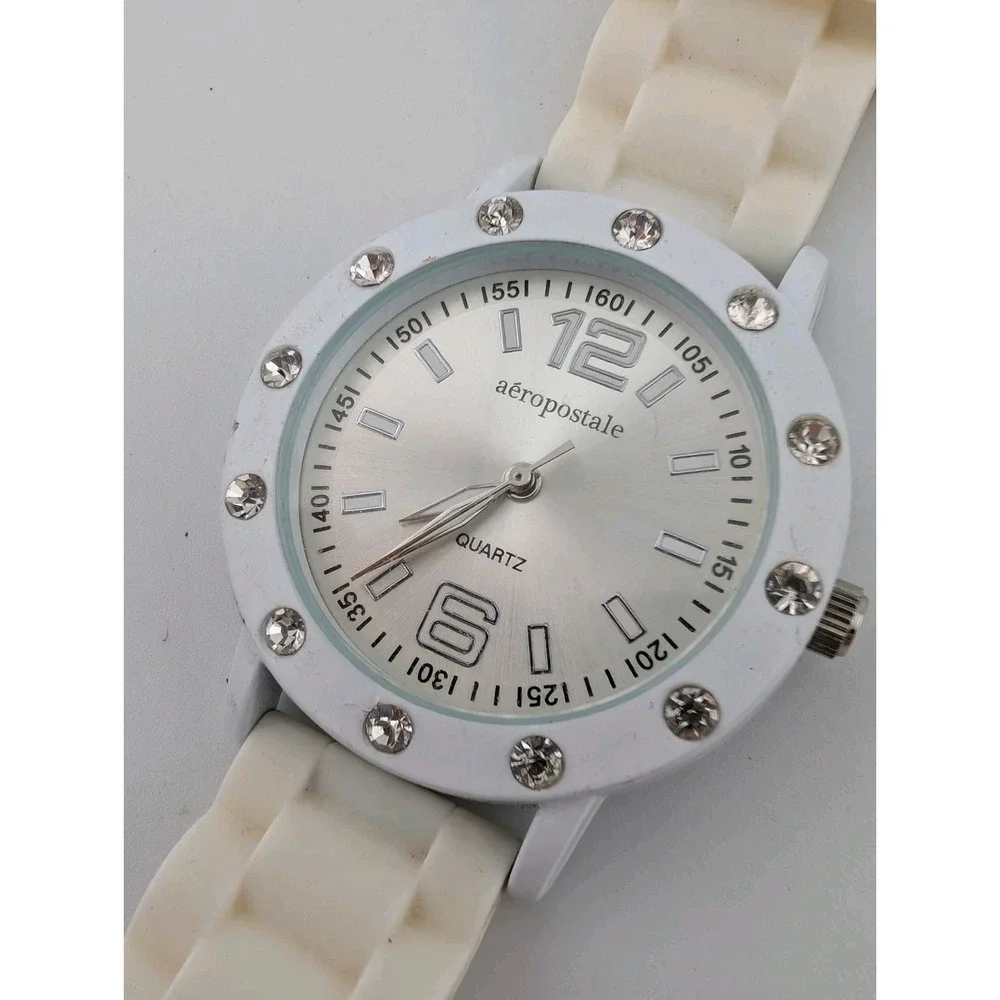 Aeropostale Watch Women 38mm Case White Silicone Band-‎ New Battery